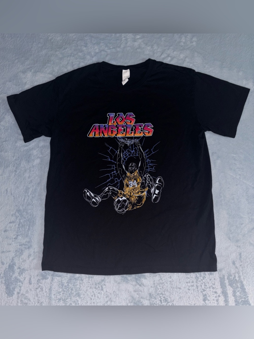 Vintage Los Angeles Lakers Shaquille O'Neal Shaq Custom Black T-Shirt Men's L
